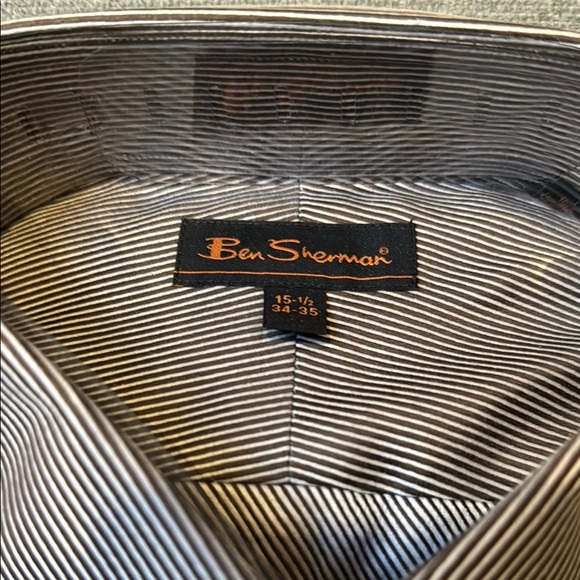 Ben Sherman Brown and White Striped Dress Shirt - Picture 2 of 3